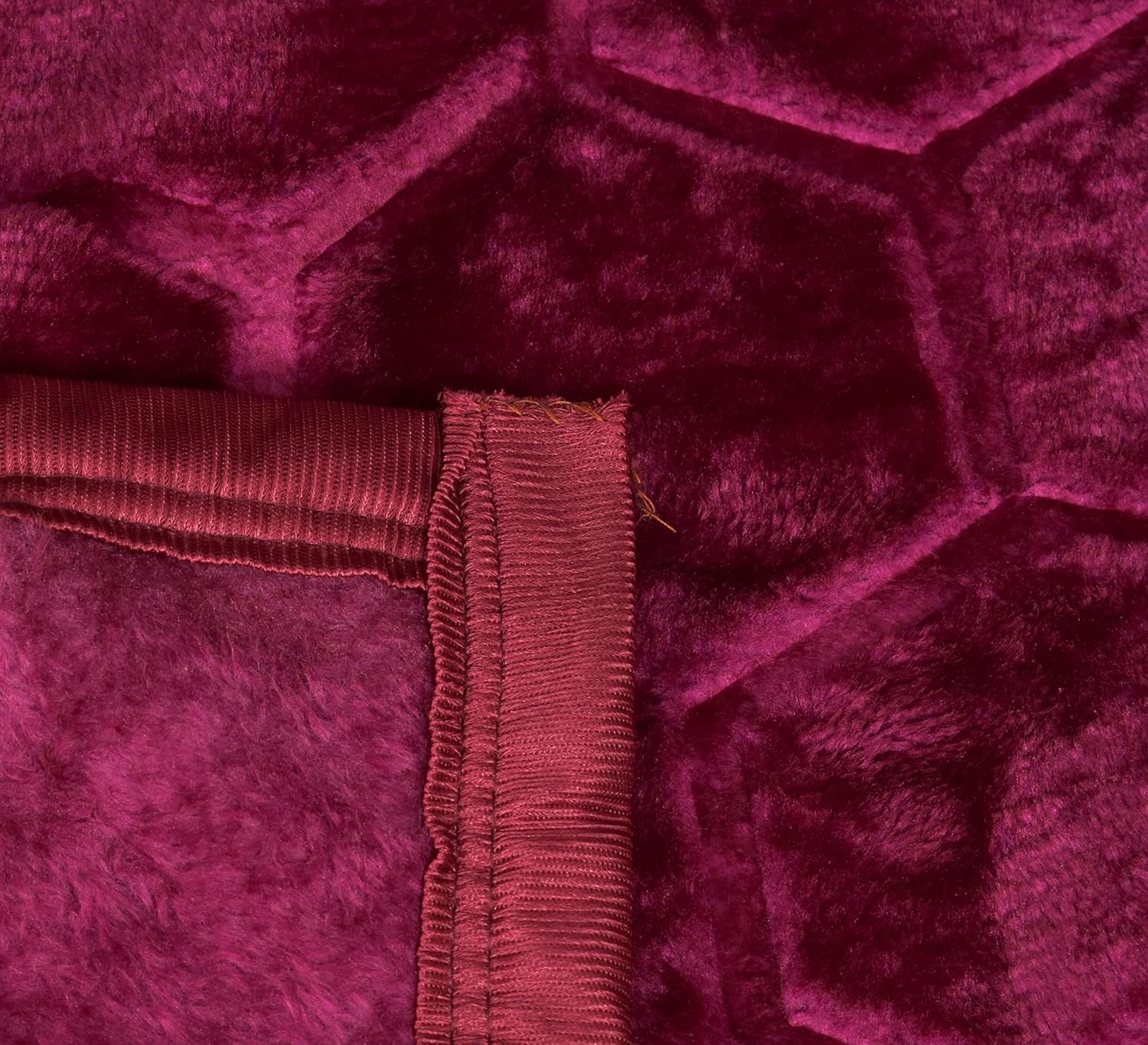 BENAVJI Mink Floral Embossed Super Soft AC Bed Velvet for Winter Blanket (Single, Burgundy)